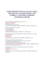 AORN PERIOP 101 FINAL EXAM QUESTIONS AND CORRECT ANSWERS | Verified