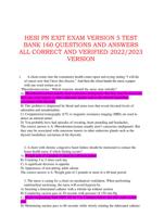 HESI PN EXIT EXAM VERSION 5 TEST BANK 160 QUESTIONS AND ANSWERS ALL CORRECT AND VERIFIED 2022-2023 VERSION