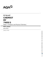 A-level CHEMIST RY 7405/1 Paper 1 Inorganic and Physical Chemistry Mark scheme June 2021 Version: 1.0 Final