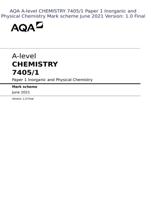 AQA A-level CHEMISTRY 7405/1 Paper 1 Inorganic and Physical Chemistry Mark scheme June 2021 Version: 1.0 Final