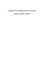 Complete Notes: Pharmacology For Nursing Practice. WEEK 3 Edapt