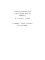 ATI COMPREHENSIVE COMMUNITY HEALTH NURSING WEEK ONE- EDAPT CORRECT ANSWERS ARE HIGHLIGHTED