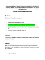 Chamberlain College of Nursing NR 509 APEA Test (HEENT) / NR 509 APEA Exam 2019 (HEENT): Advanced Physical Assessment-