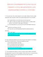 HESI RN COMPREHENSIVE EXIT EXAM VERSION 2- FULL 160 QUESTIONS AND HIGHLIGHTED CORRECT ANSWERS