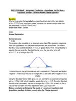 MATH 225N Week 7 Assignment Conducting a Hypothesis Test for Mean – Population Standard Deviation Known P-Value Approach