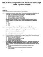 HESI RN Medical Surgical Exit Exam 2023/2024 V1 (Don’t Forget Answer Key on the last page)