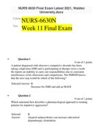 NURS 6630 Final Exam Questions with Answers , Walden University (2021)