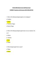 NR 442 NNA Bioterrorism Self-Study Exam CORRECT Questions with Answers ARE HIGHLIGHTED