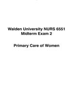 NURS 6551 Midterm Exam 2 Primary Care of Women