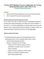 Nursing 3366 Pathologic Processes: Implications for Nursing REQUIRED READING DOCUMENT #10 Disorders of the Neurological Syste