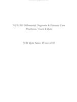 NUR 511 Differential Diagnosis & Primary Care Practicum Week 2 Quiz