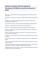 (NHA) Certified Clinical Medical Assistant (CCMA) correctly answered 2023