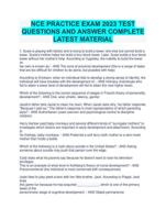 NCE PRACTICE EXAM 2023 TEST QUESTIONS AND ANSWER COMPLETE LATEST MATERIAL