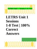 LETRS Unit 1 - Session 1- 8 | Verified | 100% Correct Answers