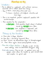 Class Notes- Exam Preparation Notes On Physiology of Pain