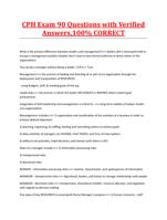 CPH Exam 90 Questions with Verified Answers,100% CORRECT