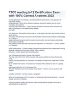 FTCE reading k-12 Certification Exam with 100% Correct Answers 2022