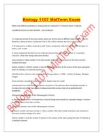 Biology 1107 MidTerm Exam Solved Questions) (100% VERIFIED QUESTIONS AND ANSWERS