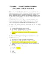 ATI TEAS 7 - UPDATED ENGLISH AND LANGUAGE USAGE 2023/2024