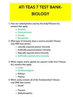 ATI TEAS 7 TEST BANK QUESTIONS AND ANSWERS - BIOLOGY