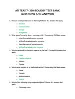 ATI TEAS 7- 350 BIOLOGY TEST BANK QUESTIONS AND ANSWERS