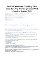 Health & Wellness Coaching Final Exam Test Prep Practice Questions With Complete Solution 2023