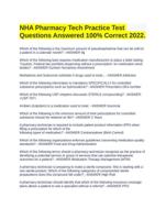 NHA Pharmacy Tech Practice Test Questions Answered 100% Correct 2022