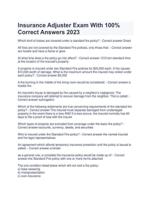 Insurance Adjuster Exam Questions and Answers - 2024