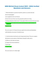 HESI RN Exit Exam (Latest 2023 - 2024) Verified Questions and Answers