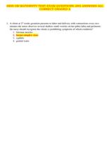 HESI OB MATERNITY TEST EXAM QUESTIONS AND ANSWERS ALL CORRECT GRADED A