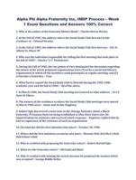 Alpha Phi Alpha Fraternity Inc, IMDP Process – Week 1 Exam Questions and Answers 100% Correct