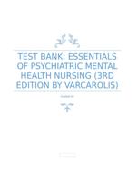 TEST BANK: ESSENTIALSOF PSYCHIATRIC MENTALHEALTH NURSING (3RD EDITION BY VARCAROLIS)