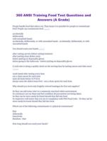 360 ANSI Training Food Test Questions and Answers (A Grade)