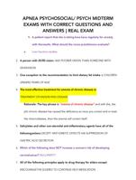 APNEA PSYCHOSOCIAL/ PSYCH MIDTERM EXAMS WITH CORRECT QUESTIONS AND ANSWERS | REAL EXAM