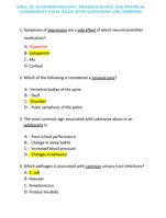 APEA 3P; PATHOPHYSIOLOGY, PHARMACOLOGY AND PHYSICAL ASSESSMENT FINAL EXAM WITH QUESTIONS AND ANSWERS