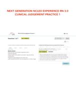 NEXT GENERATION NCLEX EXPERIENCE RN 3.0 CLINICAL JUDGEMENT PRACTICE 1