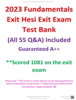 2023 Fundamentals Exit Hesi Exit Exam Test Bank (All 55 Questions &Answers) Included