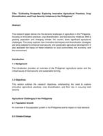 Exploring Innovative Agricultural Practices, Crop Diversification, and Food Security Initiatives in the Philippines