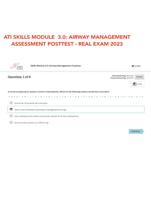 ATI SKILLS MODULE  3.0: AIRWAY MANAGEMENT ASSESSMENT POSTTEST - REAL EXAM 2023