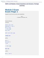 MATH 110 Module 3 Exam Questions and Answers- Portage Learning