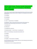 CPCU 500 Exam Study Guide Questions with 100% Correct Answers | Verified | Latest Update