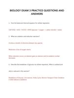 BIOLOGY EXAM 3 PRACTICE QUESTIONS AND ANSWERS