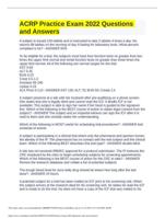 ACRP Practice Exam 2022 Questions and Answers