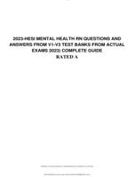 2023-HESI MENTAL HEALTH RN QUESTIONS AND ANSWERS FROM V1-V3 TEST BANKS FROM ACTUAL EXAMS 2023) COMPLETE GUIDE RATED A