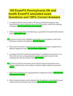 109 ExamFX Pennsylvania life and health ExamFX simulated exam Questions and 100% Correct Answers