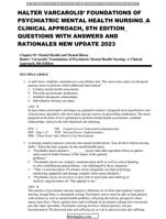 HALTER VARCAROLIS’ FOUNDATIONS OF PSYCHIATRIC MENTAL HEALTH NURSING_A CLINICAL APPROACH, 8TH EDITION_ QUESTIONS WITH ANSWERS