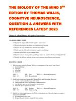 THE BIOLOGY OF THE MIND 5TH EDTION BY THOMAS WILLIS, COGNITIVE NEUROSCIENCE, QUESTION & ANSWERS WITH REFERENCES LATEST 2023