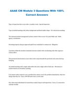 AAAE CM Module 3 Questions With 100% Correct Answers