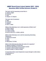 ABRET Board Exam (Latest Update 2023 – 2024) Questions With Verified Answers Graded A