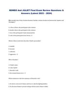 ROMEO And JULIET Final Exam Review Questions & Answers (Latest 2023 – 2024)